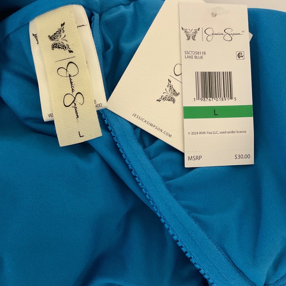 Jessica Simpson One Piece Swimsuit Women Large Lake Blue - Picture 4 of 5